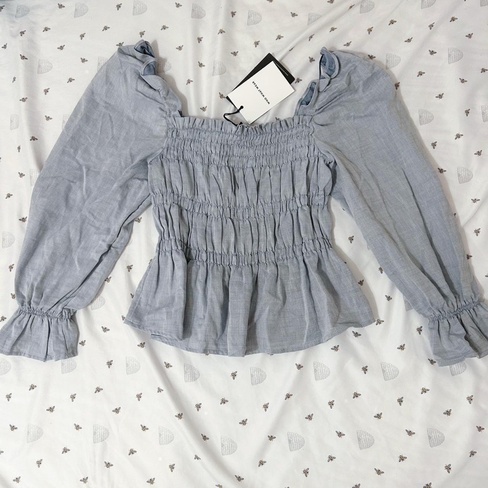 Who What Wear Long Puff Sleeve Blouse